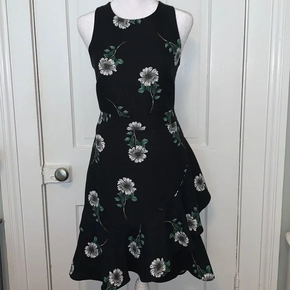 BANANA REPUBLIC BLACK FLORAL SLEEVELESS DRESS - Picture 1 of 7